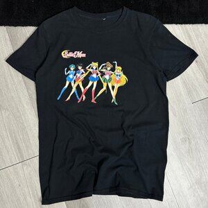 Vintage Sailor Moon Anime Men's Black T-Shirt - Size Medium